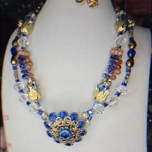 Artisan Statement Asian STYLE STONE & Crystal Necklace